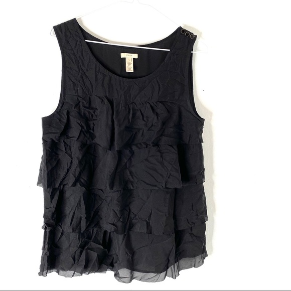 J. Crew Silk Tiered Black Sleeveless Top - Picture 1 of 7